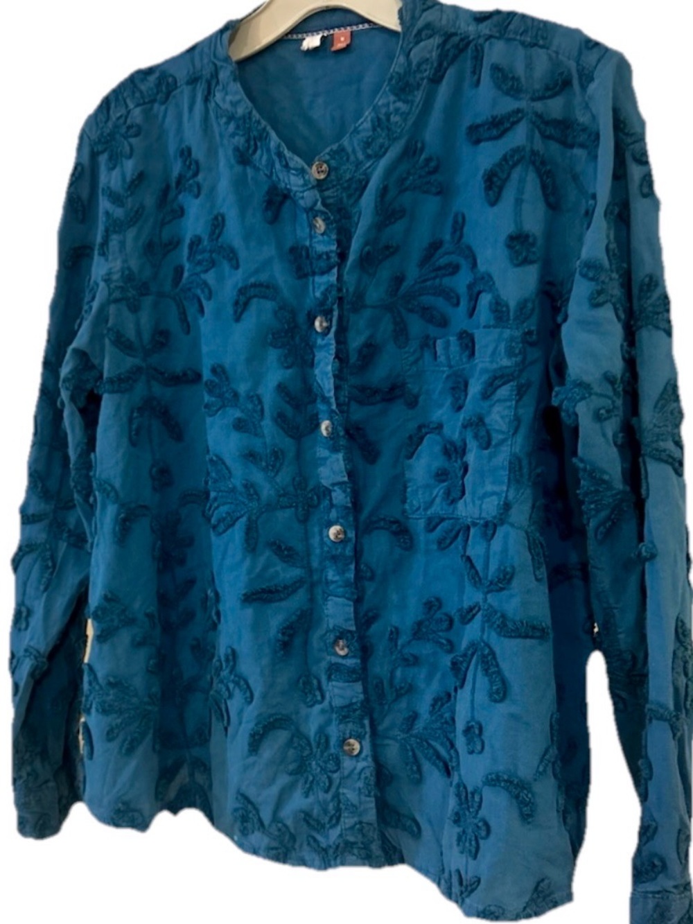 Anthropologie Pilcro Whitney Teal Textured Trapeze Button Front Top - Picture 5 of 11